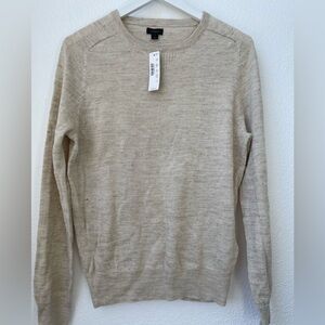 J. Crew Men's Small NWT Wool Linen Alpaca Blend Long Sleeve Crewneck Sweater Tan